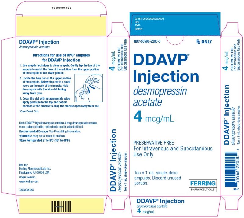 آمپول دسموپرازین استات 4 میکروگرم / 1 میلی لیتر تزریقی پرنترال 4 ug/1mL DESMOPRESSIN (AS ACETATE) INJECTION PARENTERAL 4 ug/1mL - تصویر 2