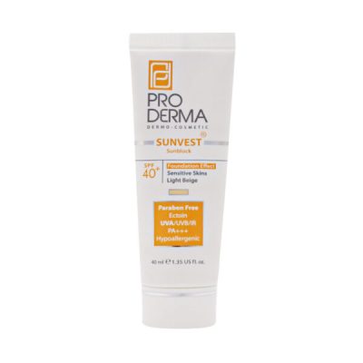 کرم ضد آفتاب مینرال رنگی پرودرما ⁺SPF40 مناسب پوست های حساس ۴۰ میلی لیتر