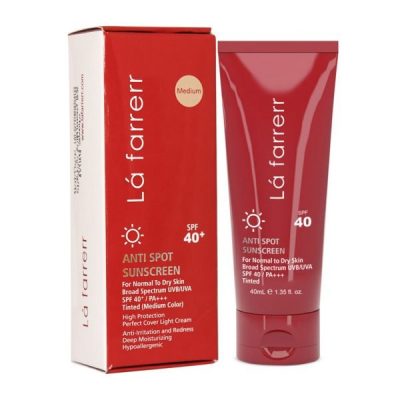 کرم ضد آفتاب SPF40 پوست خشک و معمولی لافارر رنگی و ضد لک 40 میلی لیتر