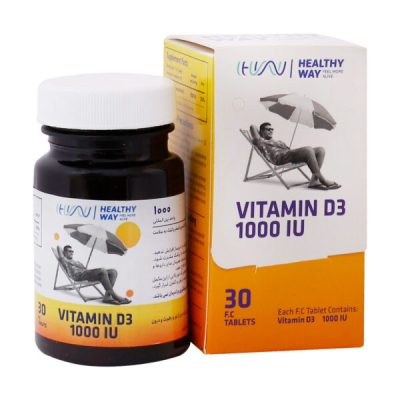 قرص روکشدار ویتامین D3 1000 واحد هلثی وی 30 عدد