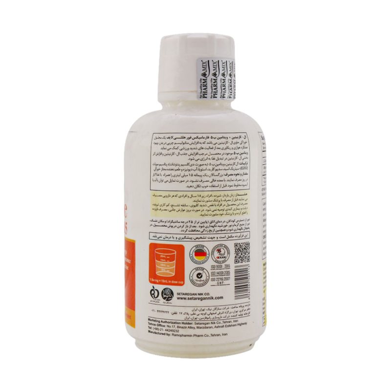 محلول خوراکی ال کارنیتین و ویتامین B5 فارمامیکس 500 میلی لیتر - تصویر 4