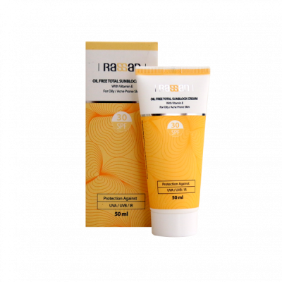 کرم ضد آفتاب فاقد چربی SPF30 راسن مناسب پوست چرب و آکنه دار ۵۰ میلی لیتر